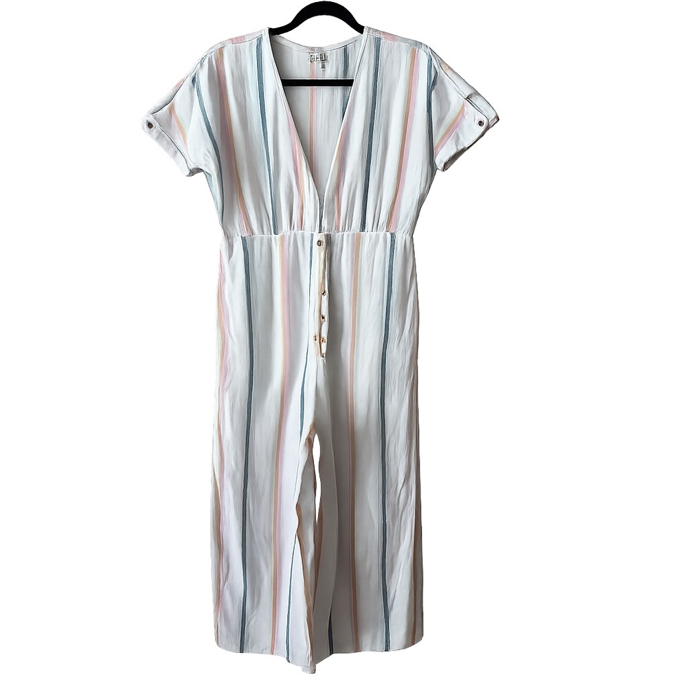 Billabong The Salty Blonde Lightweight Striped Jumpsuit 100%cotton size Medium